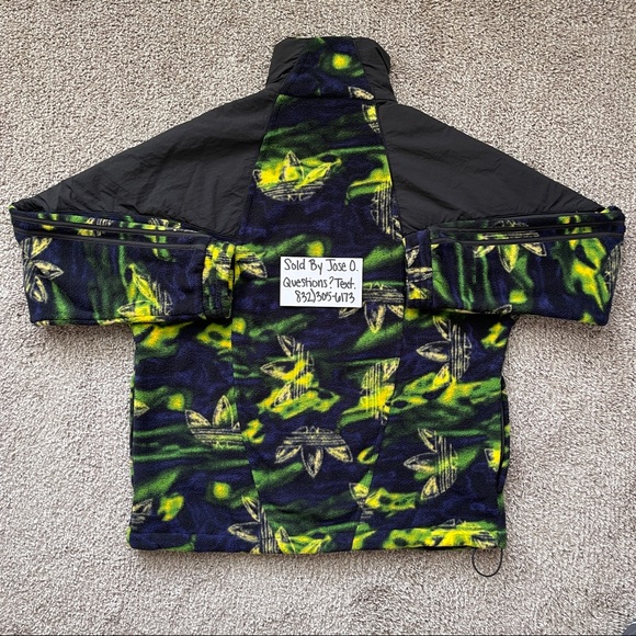 ADIDAS BIG TREFOIL PRINTED POLAR TRACK TOP MENS FLEECE JACKET SIZE MEDIUM FULL Z - Picture 2 of 6